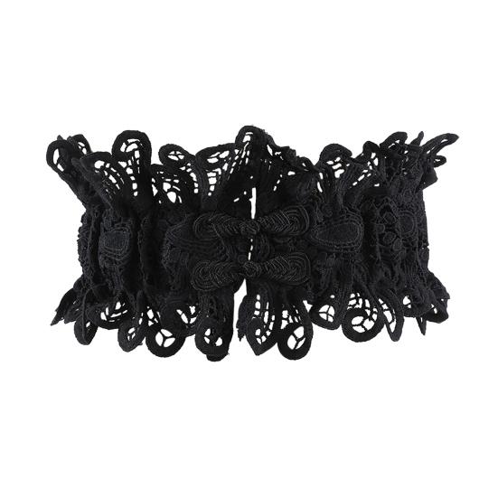 

Женский корсет Вышивка Кружево Цветок Шнуровка Широкая поля Шлейка на талию Регулируемая длина Платья Рубашки Топы Пояс чёрный