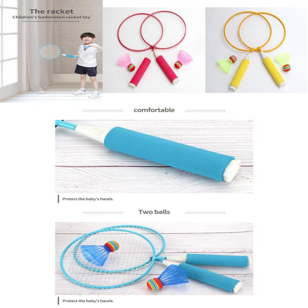 Dziecięca Plastikowa Rakieta do Badmintona Zabawka Sporty na Świeżym Powietrzu Zabawka Rekreacyjna z 2 Piłkami