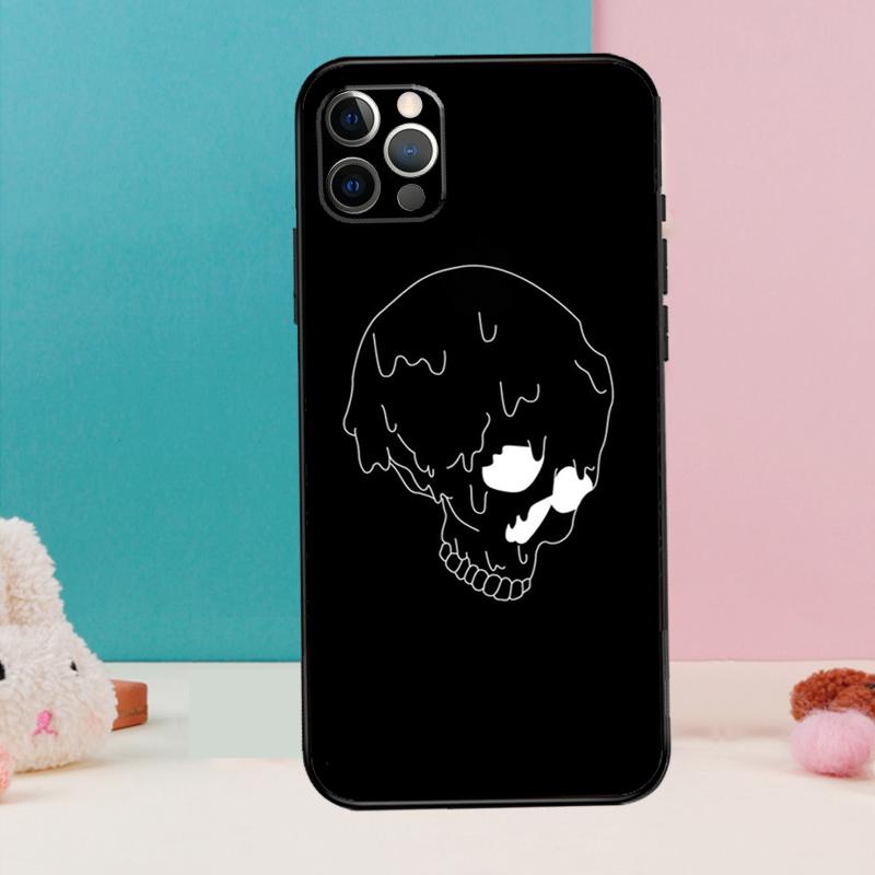 Black Aesthetic Skeleton Digital Phone Case For iPhone 17 Air 16 15 14 12 11 13 Pro Max 12 13 mini 15 16 Plus 16e Cover Coque