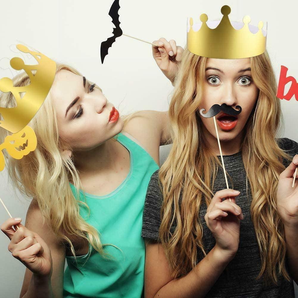 4Styles 20Pcs King Crown Party Hats Gold Paper Crowns for Coronation Celebration