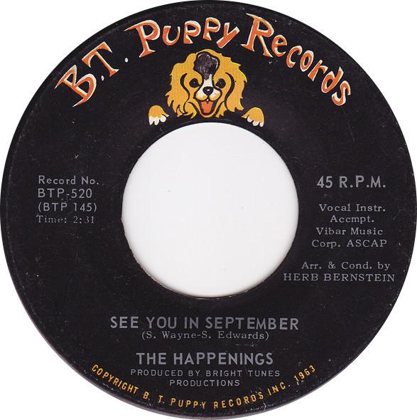 

7-дюймовая пластинка HAPPENINGS - Увидимся в сентябре BTP520 BT. Puppy Reco 1966 US Rock б/у