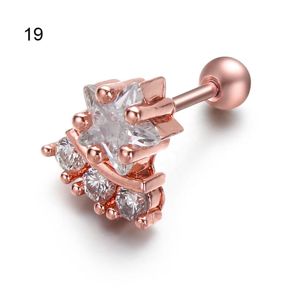 1 Pz Acciaio Al Tanio Arcobaleno Zircone Stella Orecchino A Bottone Per Le Donne Cristallo Ve Tragus Cartilagine Piercing Bellissimi Gioielli Estivi - Foto 8