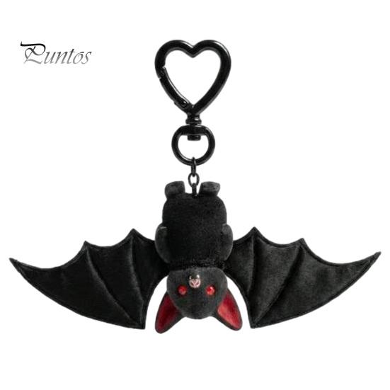 Versatile Keychain 1/2/3Pcs Pendant, Black Alloy Spring Buckle Key Chain, Double-Layer Plush Bat Denim Bag Charm Wings Holder, Goth Style Red