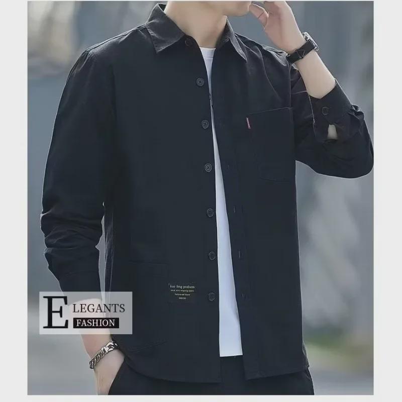 Men's Stylish Korean Loose-Fit Long-Sleeve Casual Shirt Jacket – 2023 Spring & Autumn Trend