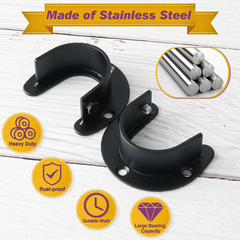 Stainless Steel Flange Seat Fixing Hardware Accessories Curtain Rod Wardrobe Hanger Tube Hook Fixed Support Bracket