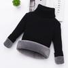 Children's Slim Fit Knit Sweater with High Neck and Velvet Lining for Autumn and Winter.