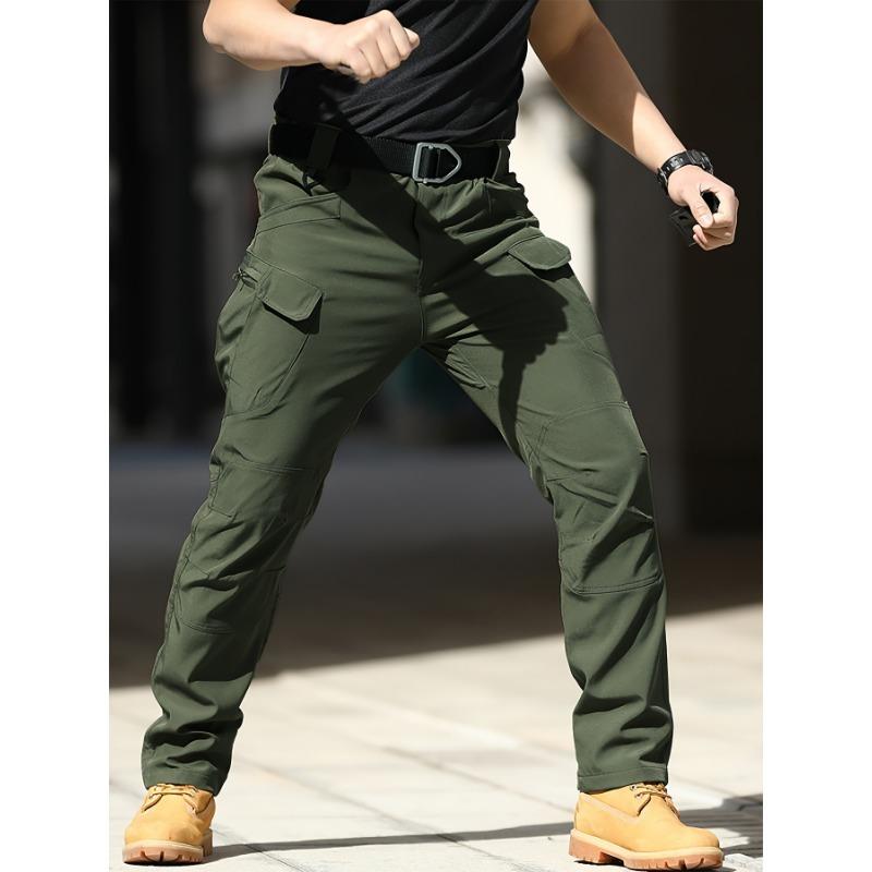 Men'S Tactical Cargo Pants - Spring & Autumn Regular Fit, Breathable Quick-Dry Fabric, Multiple Pockets with Adjustable Straps (Belt Not Included)