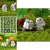 Cute Resin White Rabbit Ornament Enchanting Garden Miniature Decor Piece
