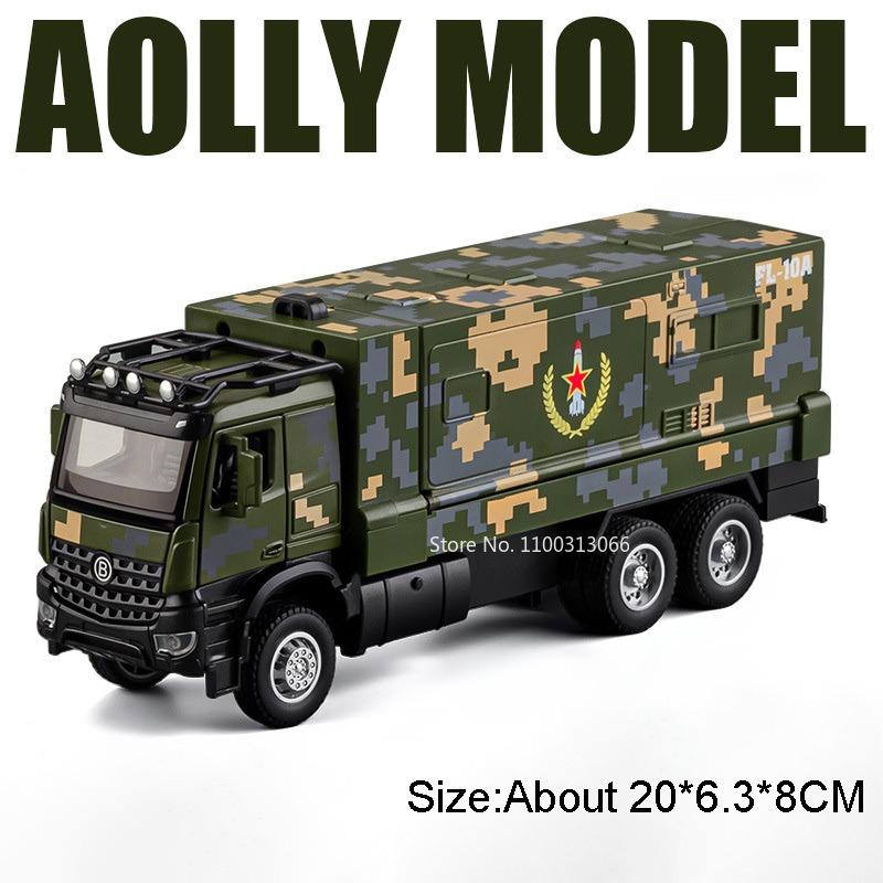 1:35 FL-10A Miniaturmodellautos Spielzeug Räder Rückziehmotor Türen zu öffnen Militärische Raketenfahrzeuge Transport LKW Modell Heimdekoration
