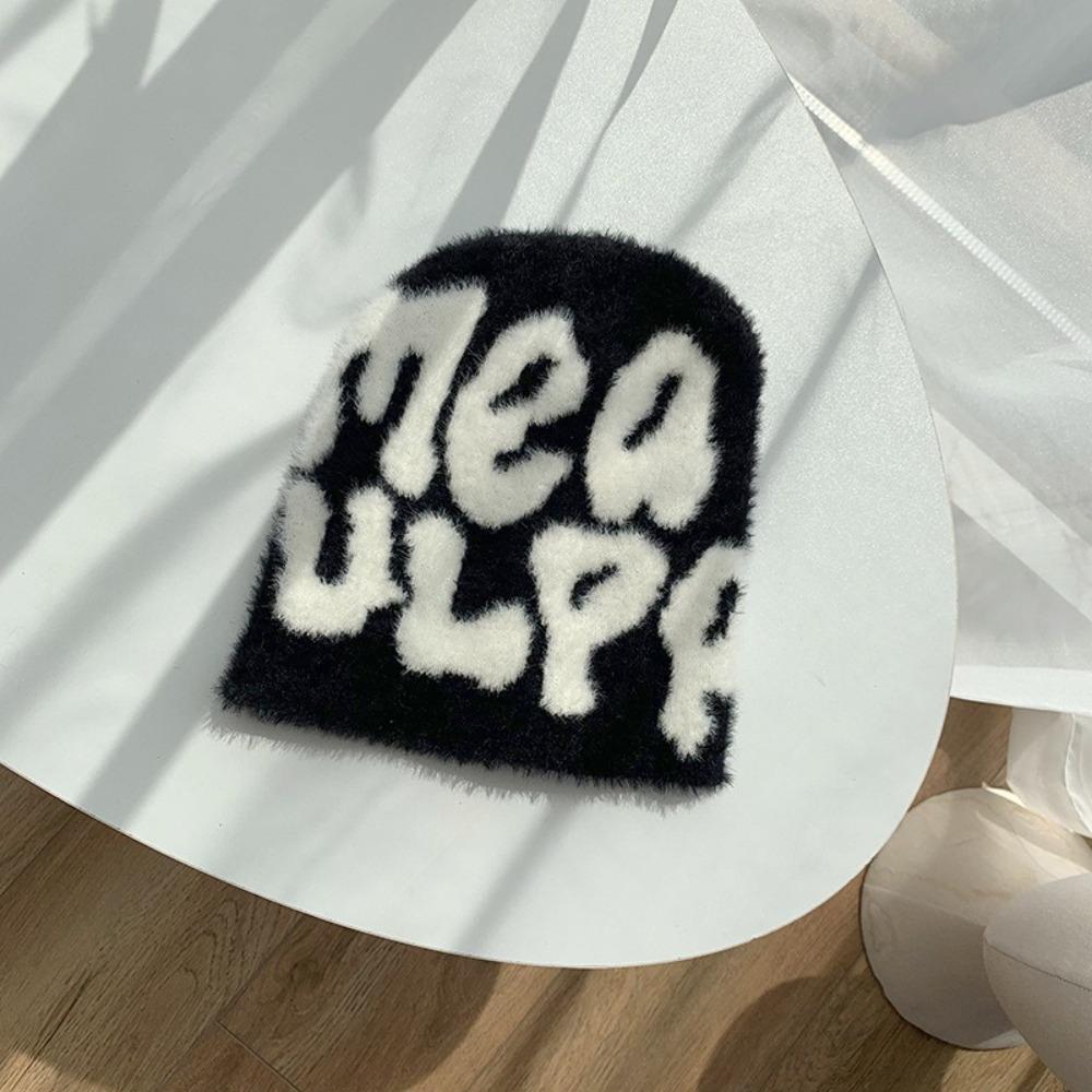 Wool Acrylic Beanie Bonnet Letter Printing Cold Cap Gothic Casual Skullies Men Women