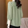 New Summer Chiffon Top Women's 3/4 Sleeves Round Collar Covering Belly Bottoming Shirt Mom's Blouse 4XL
