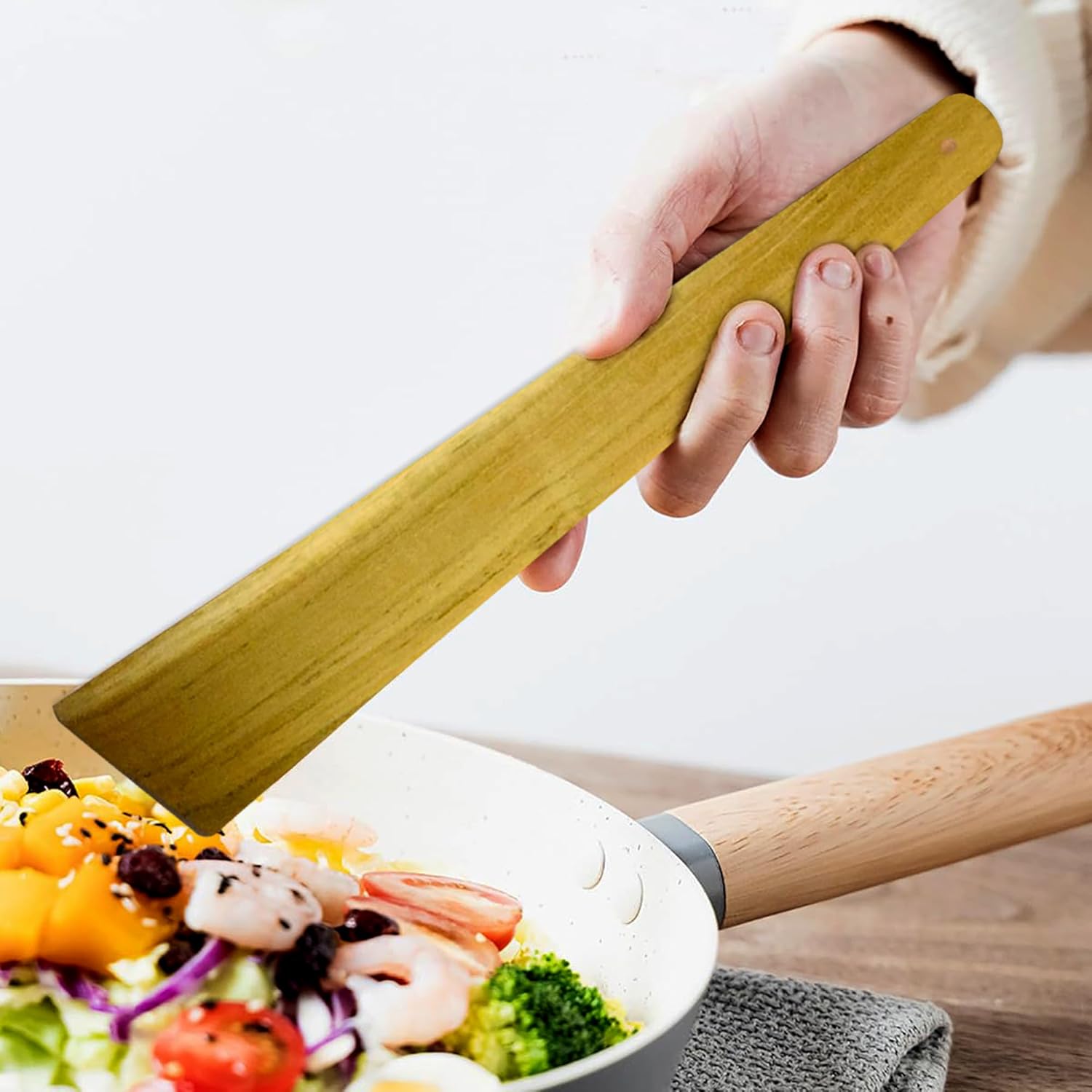 Teak Wood Spatula Set – 2-Piece Wooden Cooking Utensils (9  & 12 ), Non-Scratch Turners for Nonstick Cookware, Durable & Ergonomic Kitchen Spatulas