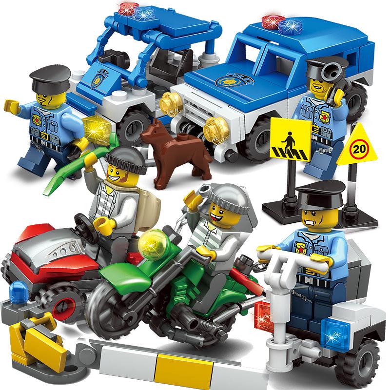 Plastic Children Kid Puzzle Educational Building Blocks Bricks Forest police