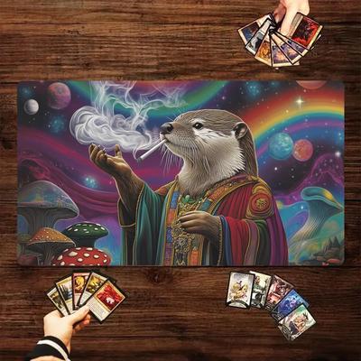 Mauspad mit Otters Design Spielkartensatz Matte Große Computer-Büro-Mauspads 35x60cm Rutschfest für MTG DTCG CCG RPG Sammelkartenspiele