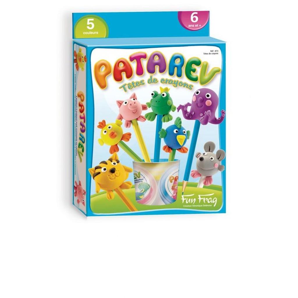 Pate a modeler - SENTOSPHERE - Patarev - Blister - Tetes de Crayon - 5 pots de couleur - 8 tetes d'animaux - Des 6 ans