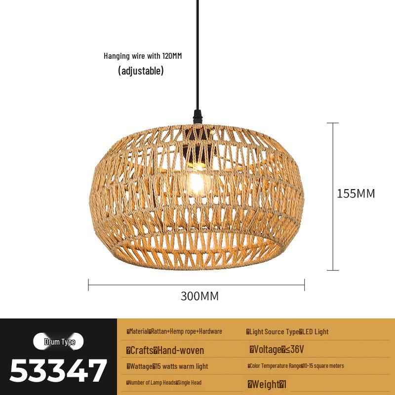 Wicker LED Pendant Light - New Chinese Style, Zen Tea Room or Dining Light, Japanese Bamboo Art Lantern, Antique Style