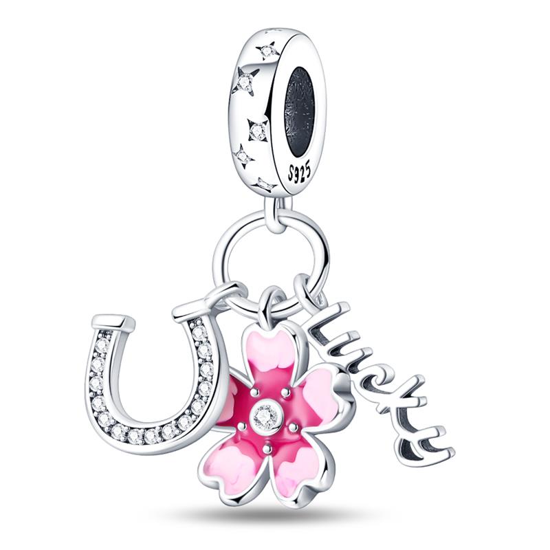 Original 100% Genuine SS925 Sterling Silver Four-Leaf Clover Beads Fit  Bracelet DIY Charm For Women Jewelry Fashion Gift