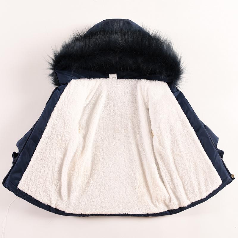 Flores Otoño Invierno Chaqueta Niñas Cuello de Piel Mantener Caliente Abrigo Princesita Capucha Cremallera Ropa Exterior Bebé 1-5 Años Ropa Niños