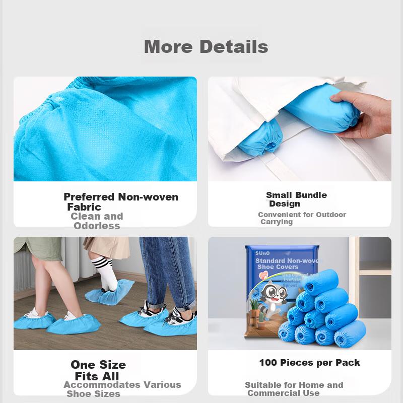Disposable Shoe Covers, Non-Woven Fabric, 100 Pieces, for Computer Room And Home Use, Dust-Proof, Breathable, Indoor Foot Covers, Thickened, Non-Slip