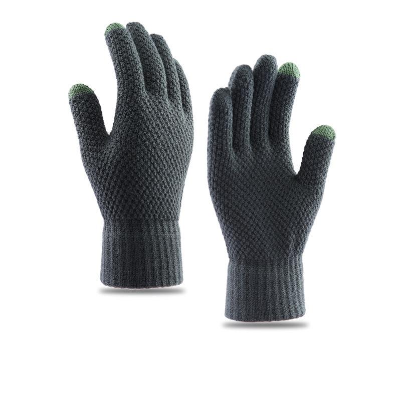 Winter gloves plush men's thickened warm autumn and winter outdoor wool knitted gloves