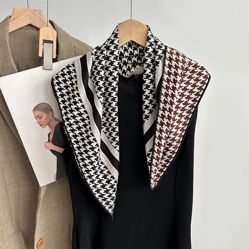 Двусторонняя клетчатая шаль  Гусиная лапка  для женщин 60-80cm