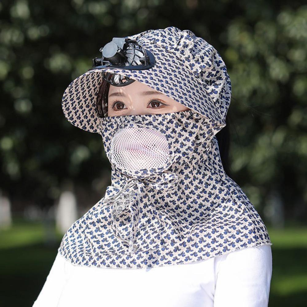with Electric Fan Fan Camping Hat Breathable Camping Cap Fashion Face Hood Hat Outdoor