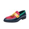 Men's Large Size Color Block Pointed Toe Leather Loafers