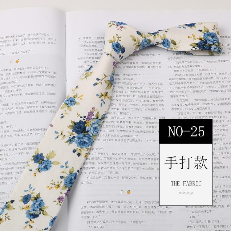 

Квіткова краватка Чоловіча бавовняна сорочка з візерунком Макаронний принт Вузький крій 6 см Ручна краватка Корейський повсякденний Жіноча краватка