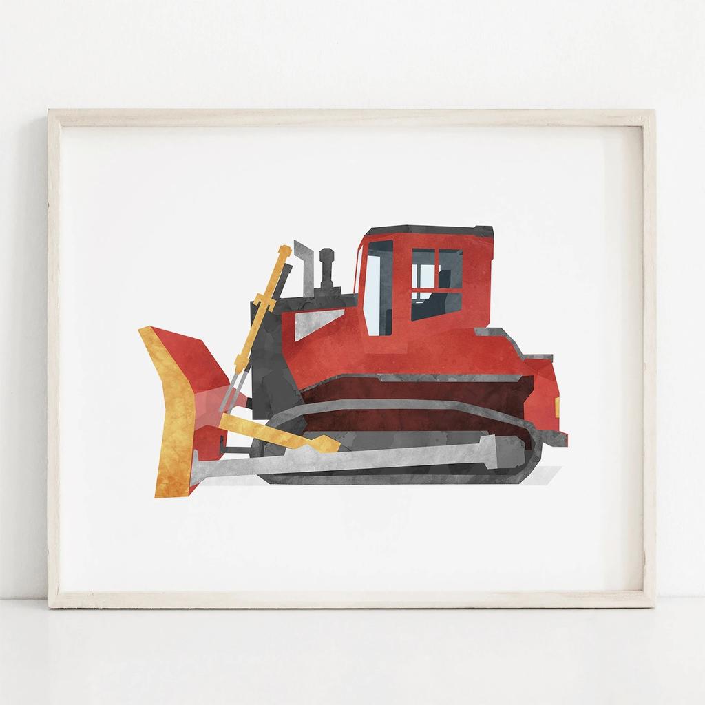 Nordic Style Engineering Vehicle Canvas Art Paintings Watercolor Poster and Prints Nursery Wall Art Picture for Home Decoration No Frame