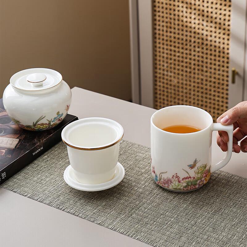 Tanghui Aesthetic Ceramic Tea Set with Infuser and Caddy