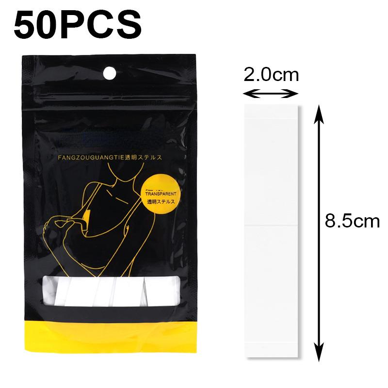 

50 шт., противоскользящая невидимая безопасная лента для тела, клейкая ткань, двусторонние ленты, наклейка на кожу, безопасная полоска для бюстгальтера, прозрачная лента для нижнего белья one size