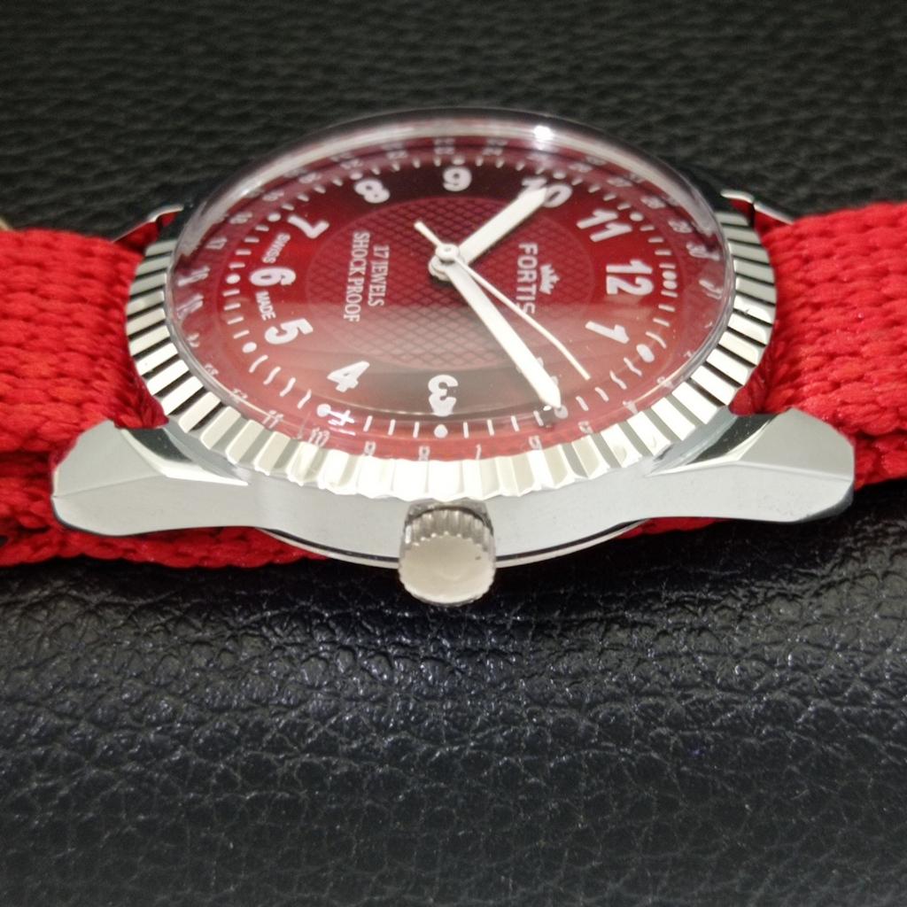 REFURBISHED HAND-WINDING SWISS MENS RED COLOR DIAL WATCH A431694-2 R108-a431694