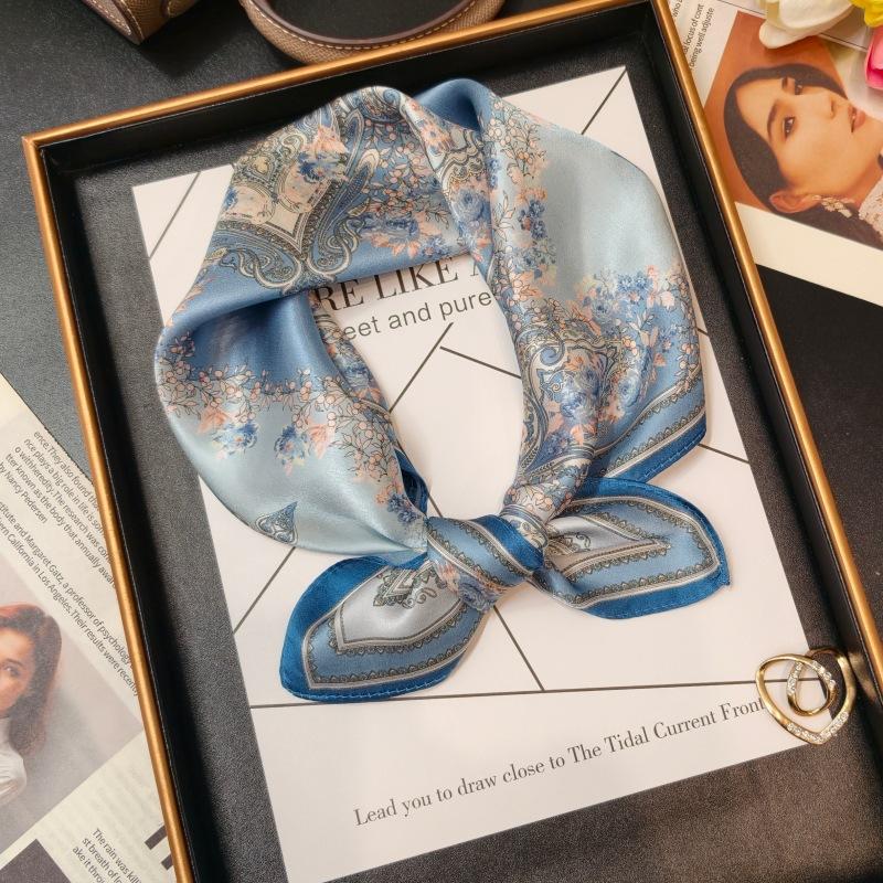 Silk scarf 100% mulberry silk 2026 spring and autumn silk women s scarf small square scarf red blue purple silk 53*53cm [100% mulberry silk]