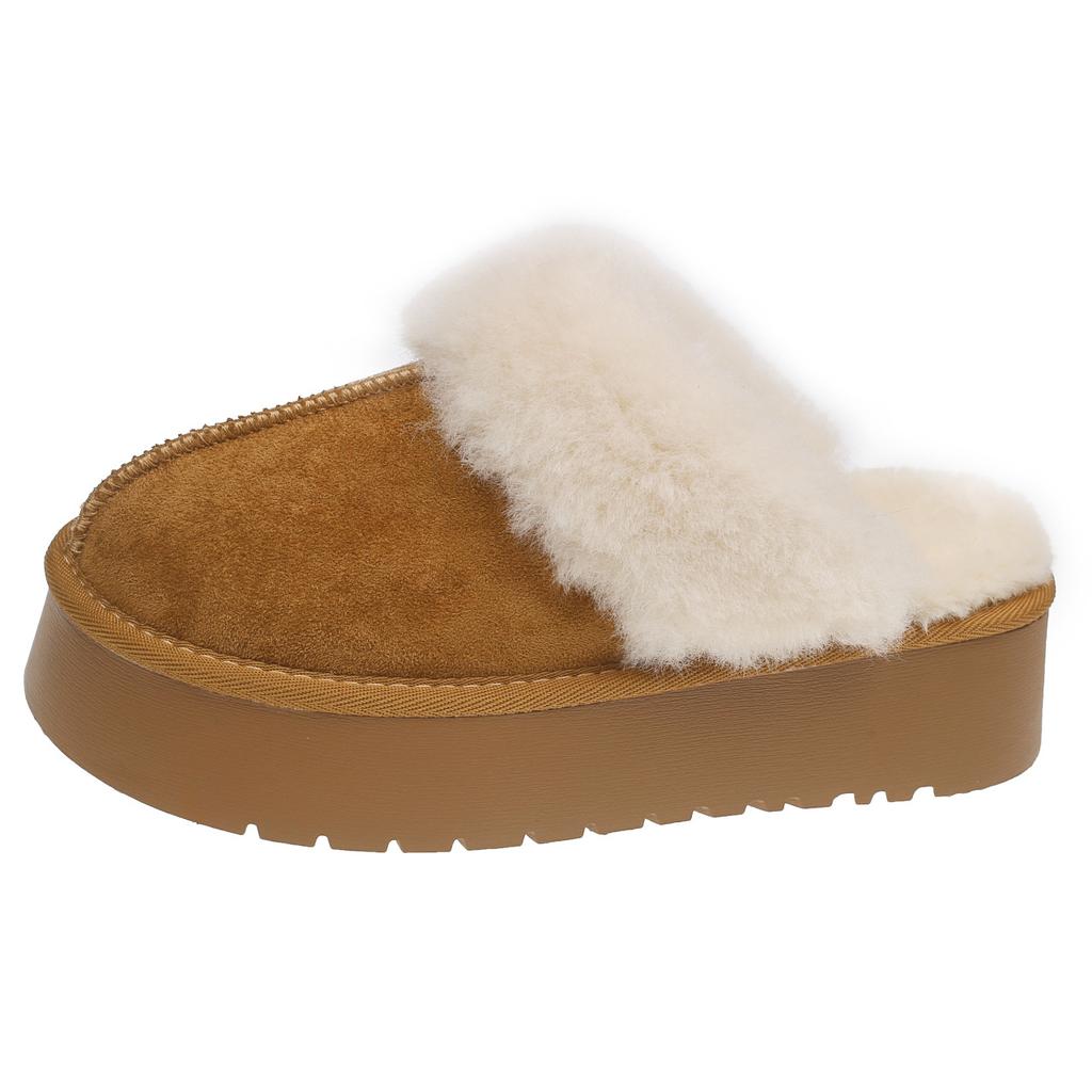 Thick-soled snow boots women's winter velvet outer wear bag head half slippers 2025 new lazy popular Mao Mao cotton shoes