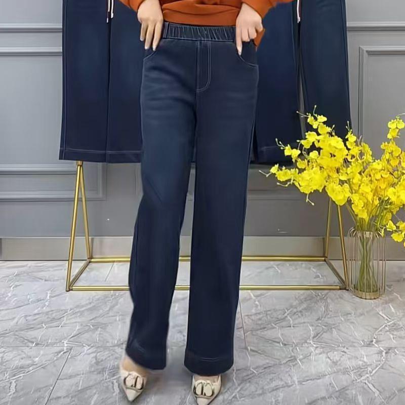 Jeans Eleganti Primavera 2025 Vita Alta Gamba Dritta Modellanti per Donne di Mezza Età