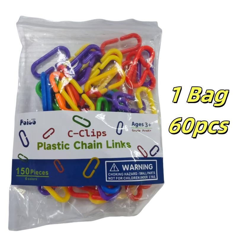 

60/180/300 шт. C-клипсы Крючки Цепь Пластиковые Игрушки для Попугая C-звенья Сахарный Посум Крыса Птица Игрушка Детали Аксессуары для Волнистого Попугайчика 1 Bag 60pcs