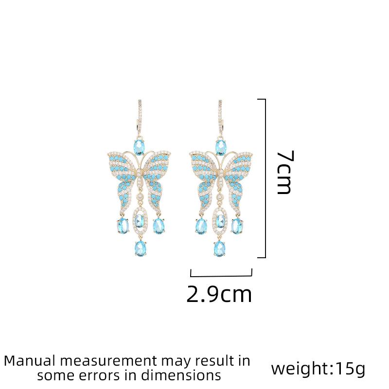 Ladies Light Luxury Design Elegant Long Butterfly Tassel Earrings Fashionable and Versatile Unique Design Sense Earrings