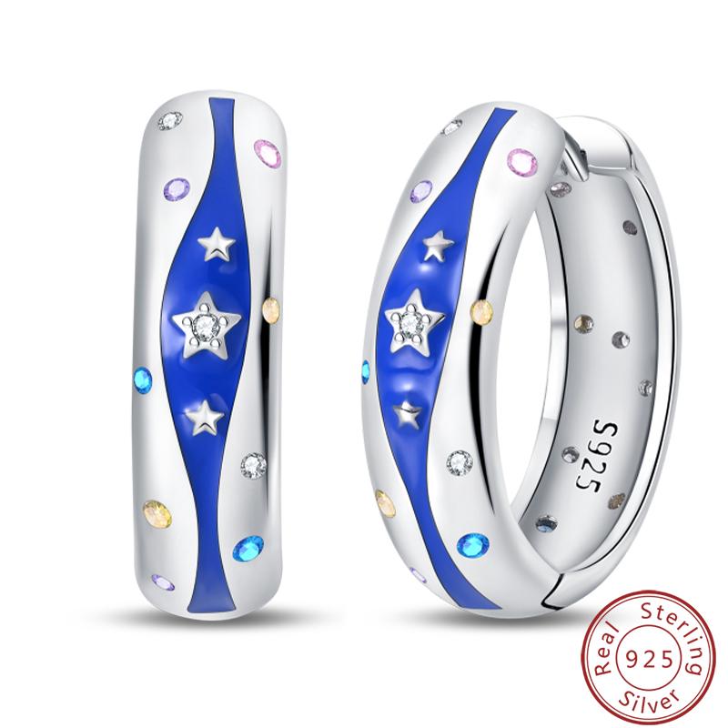 Damen Romantische 925 Silber Schneeflocke Stern Funkelnde Zirkonia Weihnachten Winter Ohrringe Passend für Hochzeitsfeier Exquisiter Schmuck