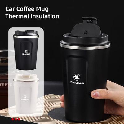 380ML Car Coffee Cup Stainless Steel Thermal Mug For Kylaq Elroq Kodiaq Octavia Enyaq Kamiq Scala Rapid Superb Karoq Yeti