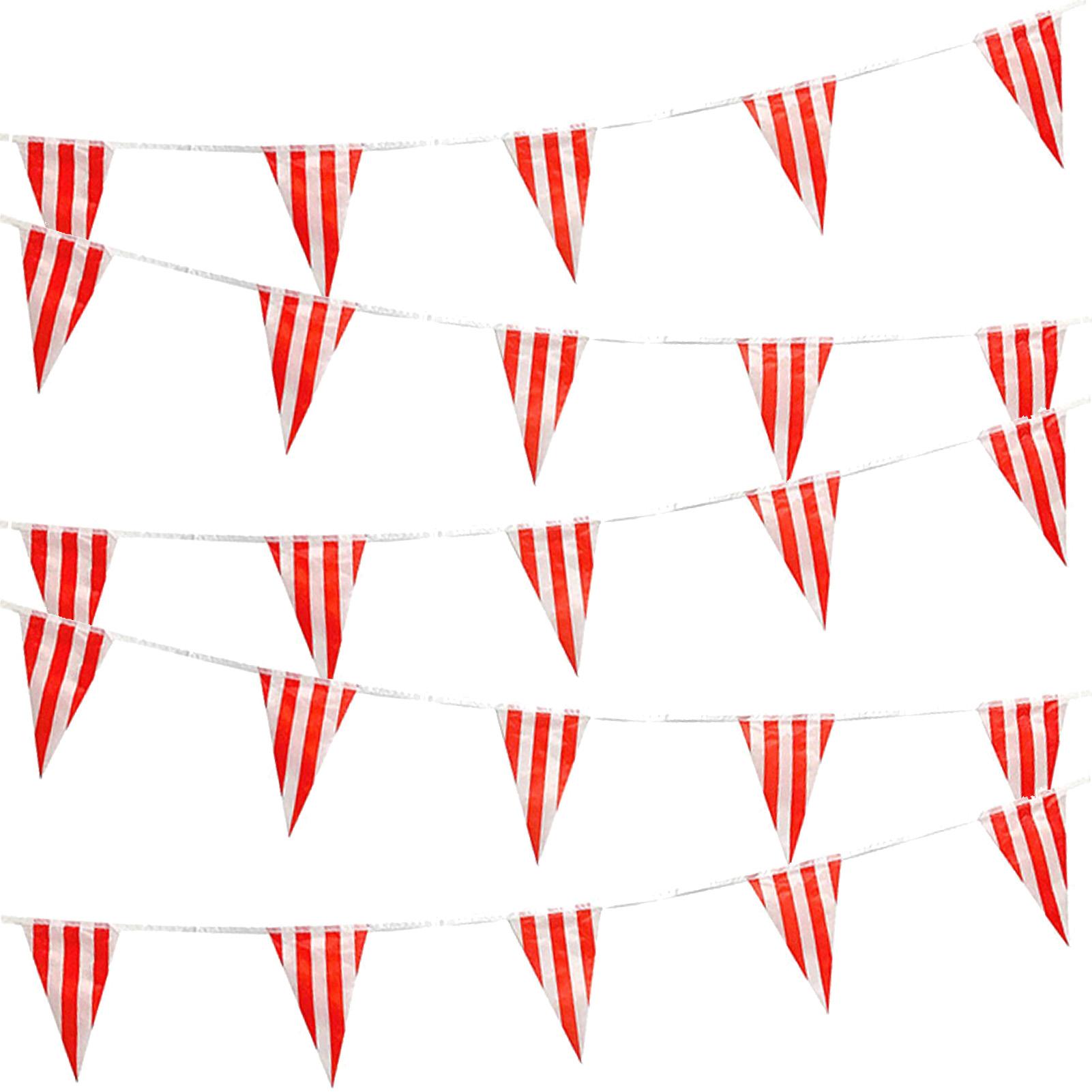 Carnival Circus Bunting Banner Red And White Bunting Flag Red And White Pennant Banner Striped Triangle Flags Banner For Poland