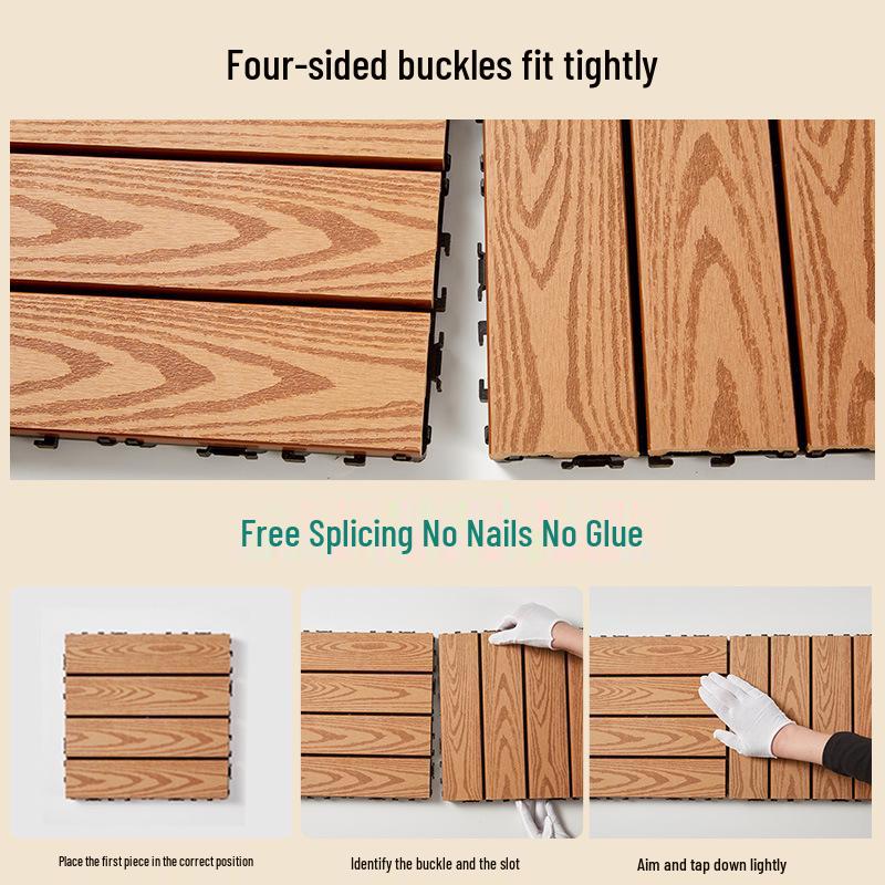 Waterproof Anti-Corrosion Outdoor Wood-Plastic Garden Flooring for Easy Self-Laying 
