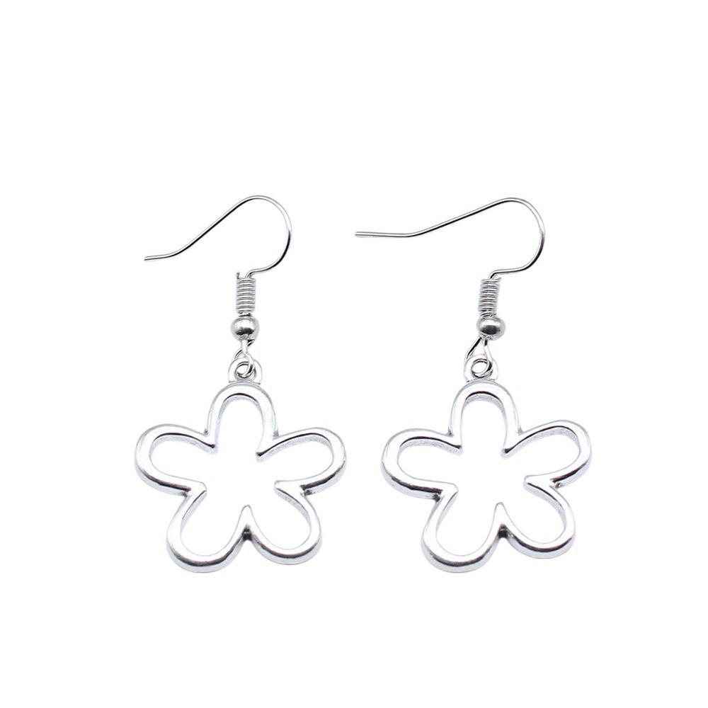 Circle Frame Flowers Dangle Earrings Romantic Floral Female Drop Jewelry