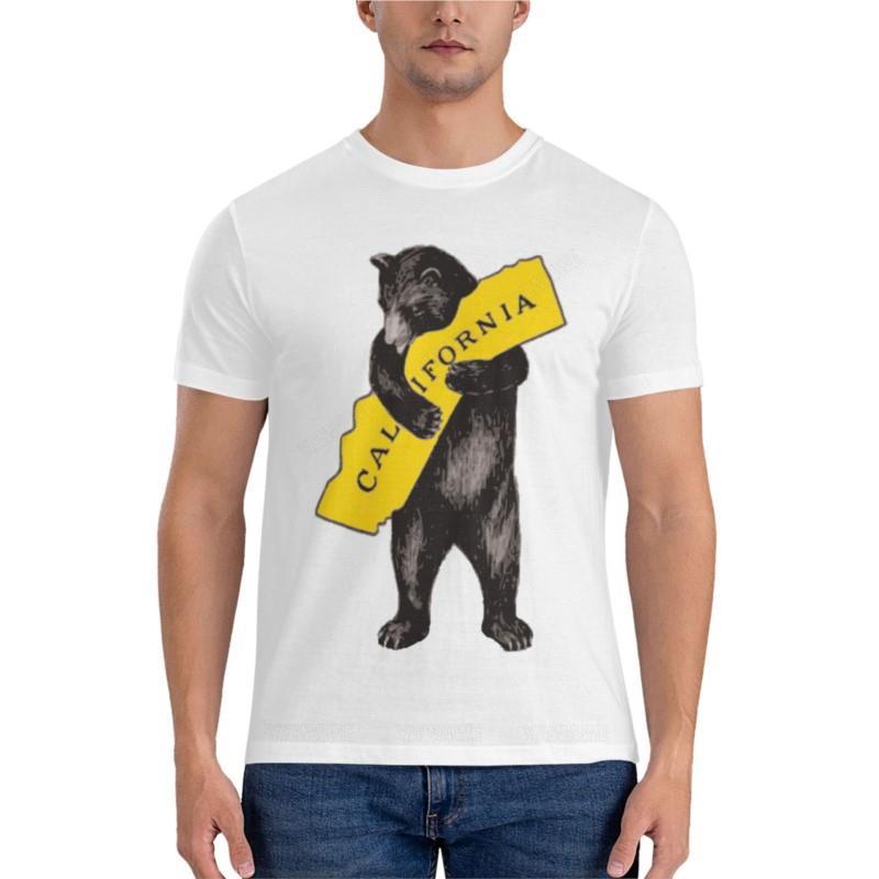 men tshirt Vintage California Bear Hug Illustration Classic TShirt man clothes blank t shirts summer male teeshirt
