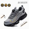 Men Safety Boots Steel Toe Lightweight Mens Work Shoes Steel Toe Protective Rotary Button Design Anti Smash Puncture