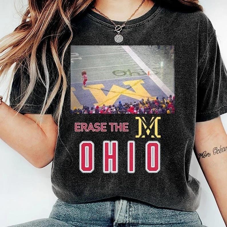 Brutus Ohio Sta Snow Fan Football Shirt, Erase The M Ohio Funny Tee, FAST SHIP Unisex T-Shirt S