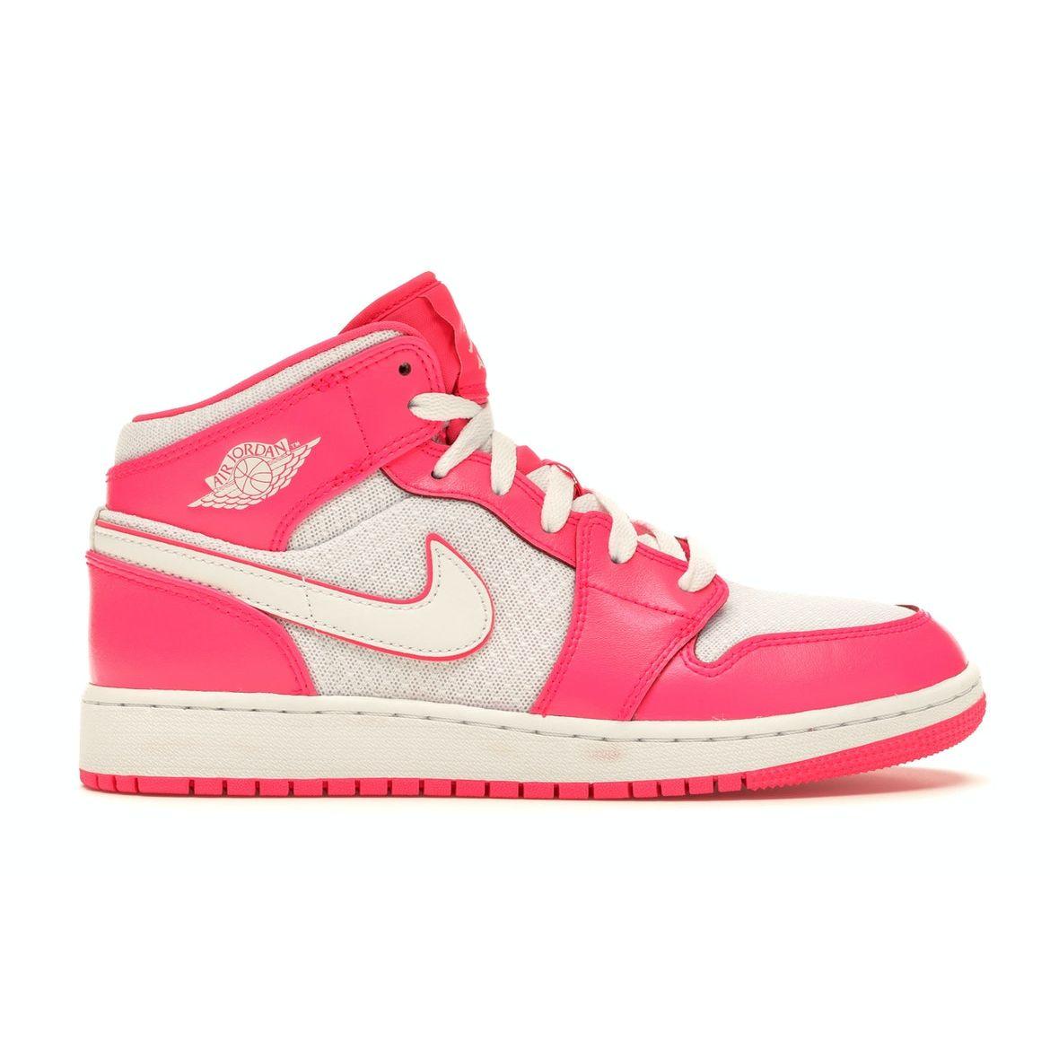 

Кроссовки Air Jordan 1 Mid GS Hyper Pink Kids Белые 555112-611