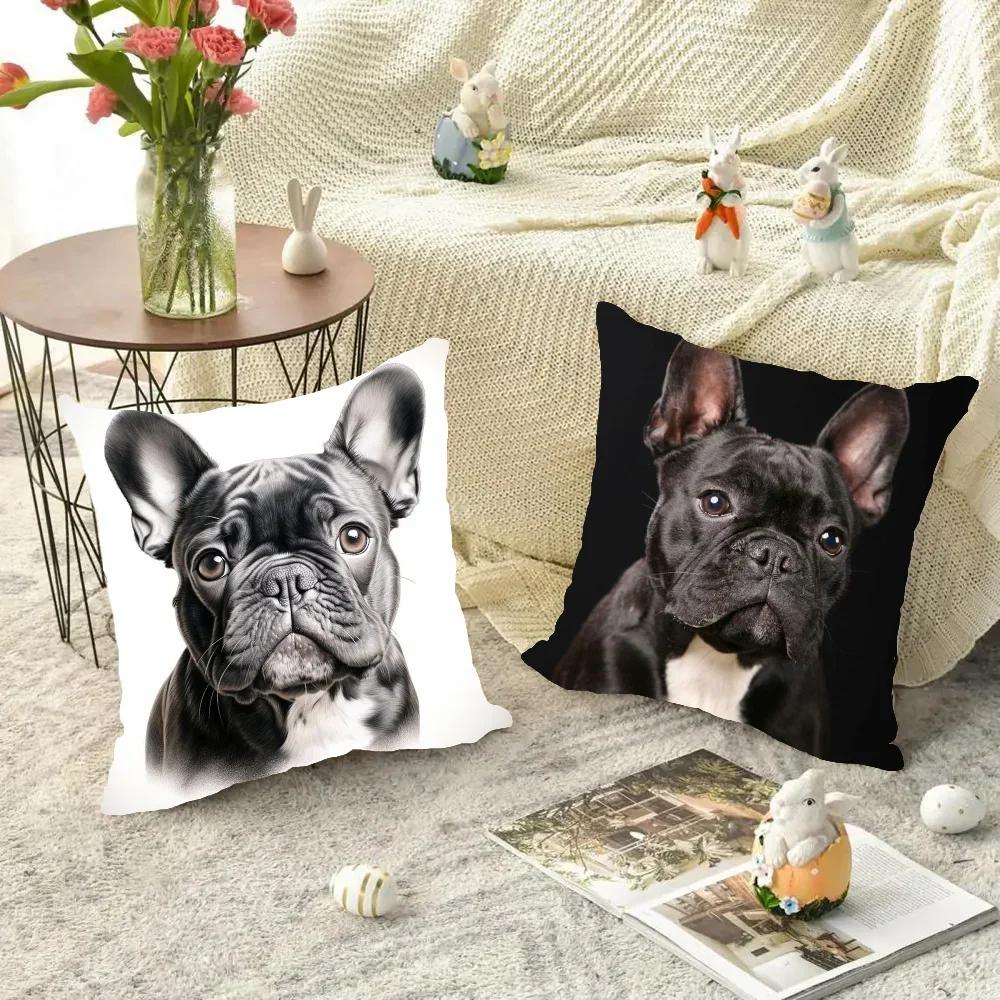 1pc Cute Pet Mini French Bulldog Pillow Case Square Bedroom Sofa Leisure Comfort Cushion Car Living Room Home Decoration