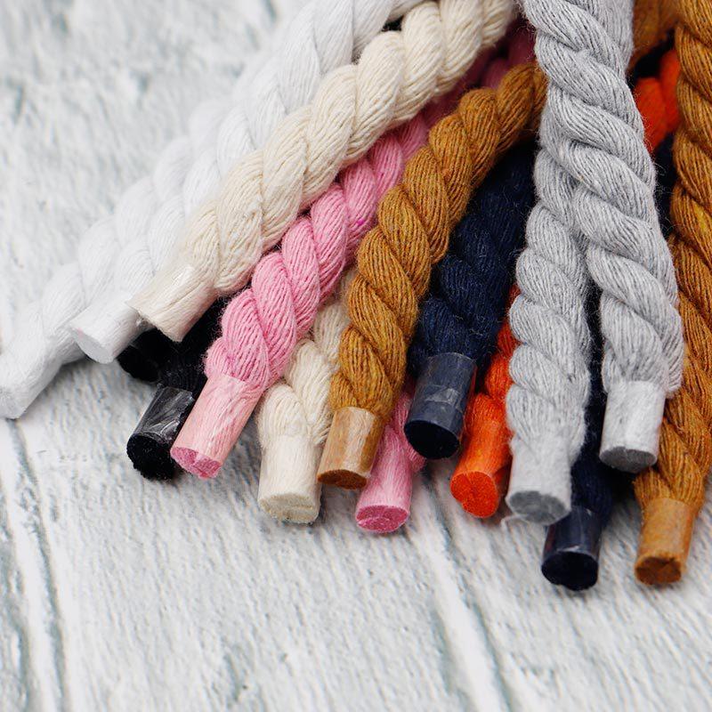 1Pair Round Shoelaces Colorful 1CM Thicker Cotton Shoelace Running Sneakers Laces 100/120/140/160CM Boots Shoe laces Shoes