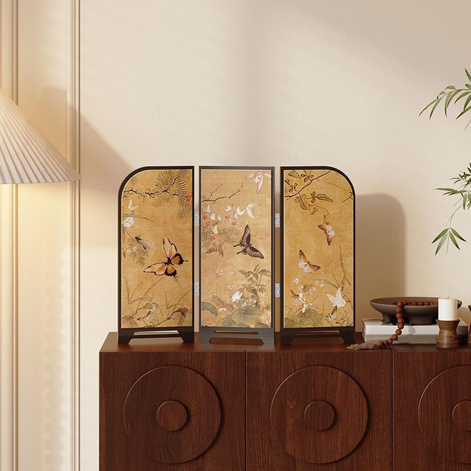 

Декоративный экран Фэн-шуй украшение Художественная мини-складная перегородка для спальни камина Butterfly