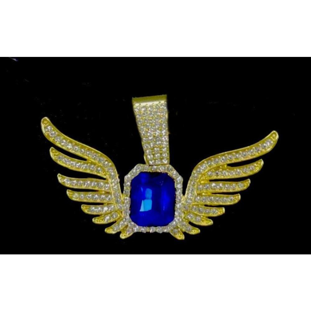 Light Luxury Niche Men's and Women's Fashionable Angel Wing Pendant, Ins, Wing Pendant, Emerald, Hip-hop, Rock Sugar Cuban Chain